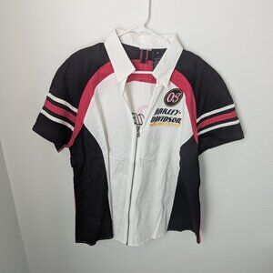 NWT Harley-Davidson Women's Full Fit Embroidered Zip Up Collared Shirt